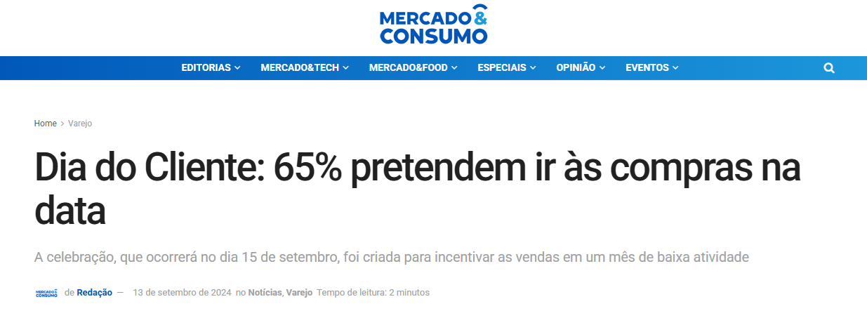 Dia do Cliente: 65% pretendem ir às compras na data